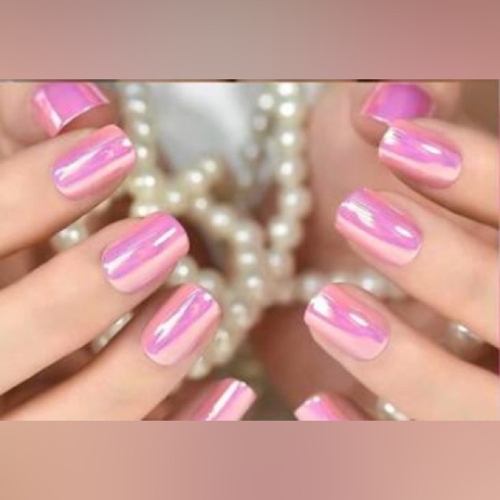 Pink Chrome Press On Nails